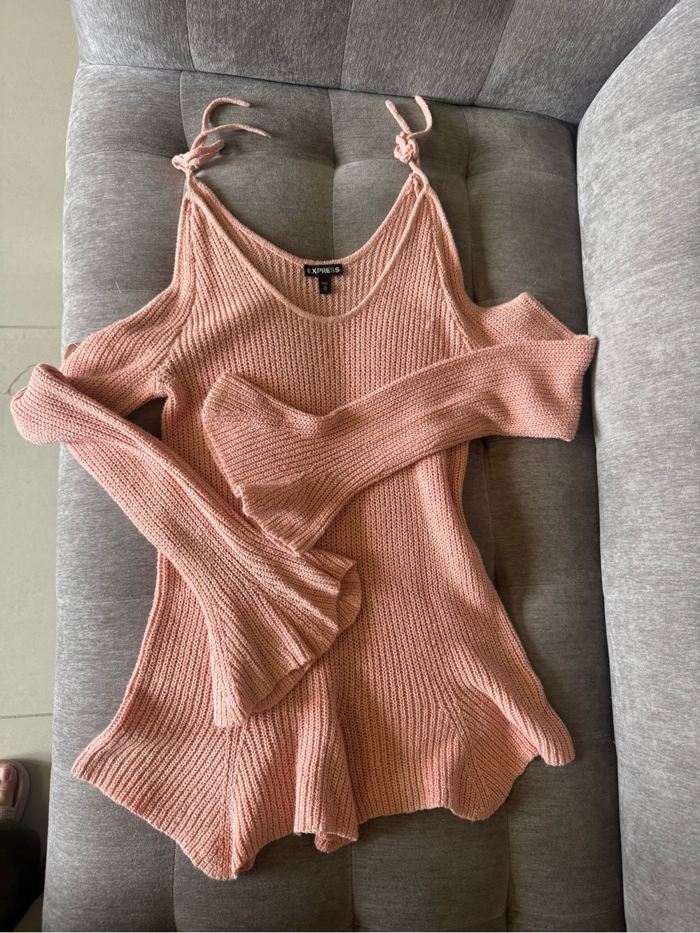 Express Dusty Rose Cold-Shoulder Knit Sweater